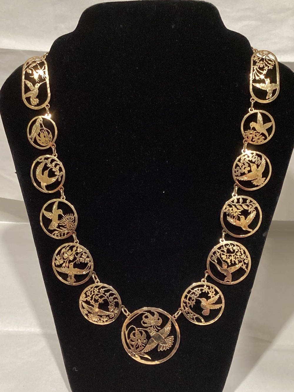 Gold Filigree Bird Medallion Necklace
